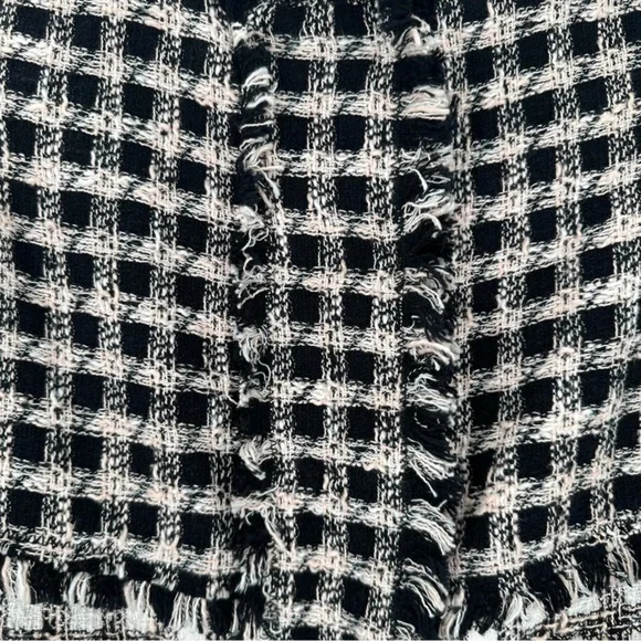 Rebecca Taylor Black and White Tweed Fringe Blazer Sz 6 - Picture 6 of 12